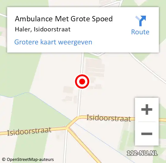 Locatie op kaart van de 112 melding: Ambulance Met Grote Spoed Naar Haler, Isidoorstraat op 14 februari 2015 11:52