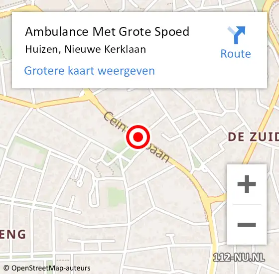 Locatie op kaart van de 112 melding: Ambulance Met Grote Spoed Naar Huizen, Nieuwe Kerklaan op 14 februari 2015 12:24