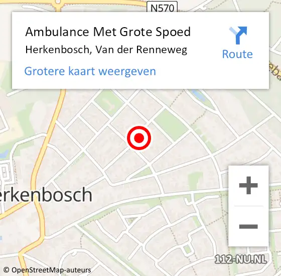 Locatie op kaart van de 112 melding: Ambulance Met Grote Spoed Naar Herkenbosch, Van der Renneweg op 14 februari 2015 12:30