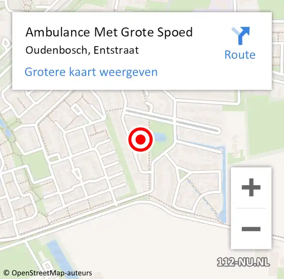 Locatie op kaart van de 112 melding: Ambulance Met Grote Spoed Naar Oudenbosch, Entstraat op 14 februari 2015 12:33