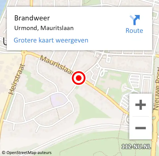 Locatie op kaart van de 112 melding: Brandweer Urmond, Mauritslaan op 29 oktober 2013 18:57