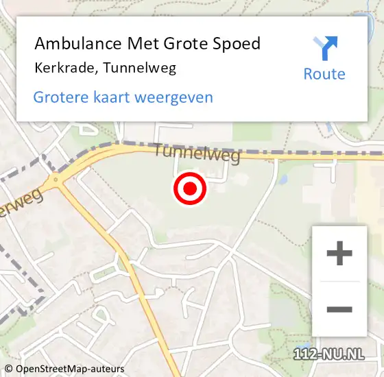 Locatie op kaart van de 112 melding: Ambulance Met Grote Spoed Naar Kerkrade, Tunnelweg op 14 februari 2015 12:42