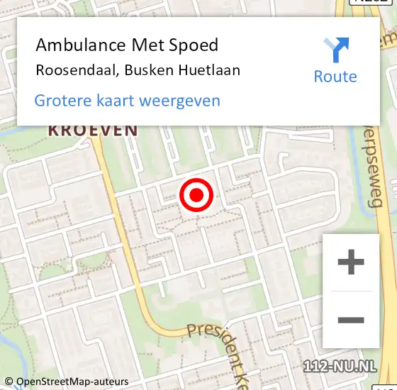 Locatie op kaart van de 112 melding: Ambulance Met Spoed Naar Roosendaal, Busken Huetlaan op 14 februari 2015 13:00