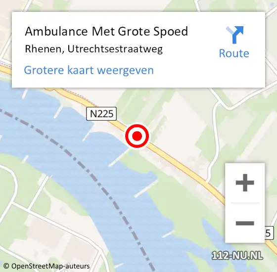 Locatie op kaart van de 112 melding: Ambulance Met Grote Spoed Naar Rhenen, Utrechtsestraatweg op 14 februari 2015 14:56