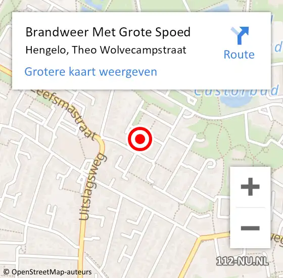 Locatie op kaart van de 112 melding: Brandweer Met Grote Spoed Naar Hengelo, Theo Wolvecampstraat op 14 februari 2015 15:24