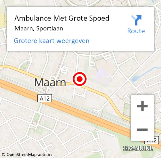 Locatie op kaart van de 112 melding: Ambulance Met Grote Spoed Naar Maarn, Sportlaan op 14 februari 2015 15:36