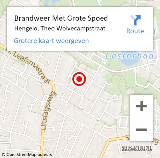 Locatie op kaart van de 112 melding: Brandweer Met Grote Spoed Naar Hengelo, Theo Wolvecampstraat op 14 februari 2015 15:39