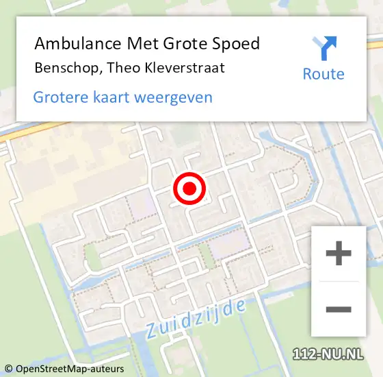 Locatie op kaart van de 112 melding: Ambulance Met Grote Spoed Naar Benschop, Theo Kleverstraat op 14 februari 2015 15:46