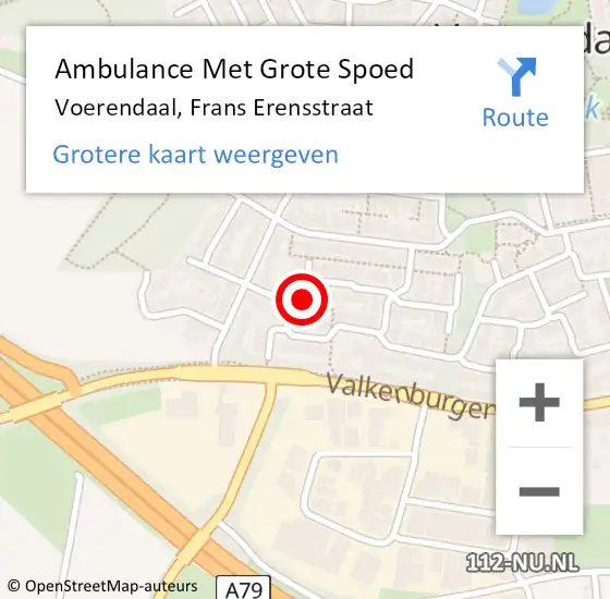 Locatie op kaart van de 112 melding: Ambulance Met Grote Spoed Naar Voerendaal, Frans Erensstraat op 14 februari 2015 15:46