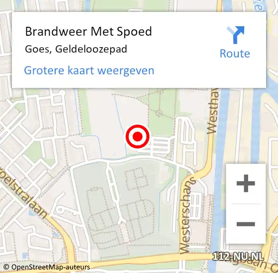 Locatie op kaart van de 112 melding: Brandweer Met Spoed Naar Goes, Geldeloozepad op 14 februari 2015 16:06