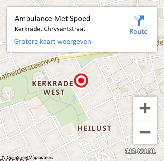 Locatie op kaart van de 112 melding: Ambulance Met Spoed Naar Kerkrade, Chrysantstraat op 14 februari 2015 16:34