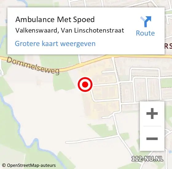 Locatie op kaart van de 112 melding: Ambulance Met Spoed Naar Valkenswaard, Van Linschotenstraat op 14 februari 2015 16:51