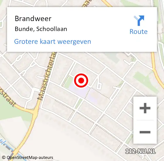 Locatie op kaart van de 112 melding: Brandweer Bunde, Schoollaan op 14 februari 2015 17:24