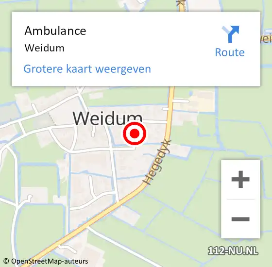 Locatie op kaart van de 112 melding: Ambulance Weidum op 29 oktober 2013 19:31