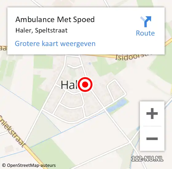 Locatie op kaart van de 112 melding: Ambulance Met Spoed Naar Haler, Speltstraat op 29 oktober 2013 19:38