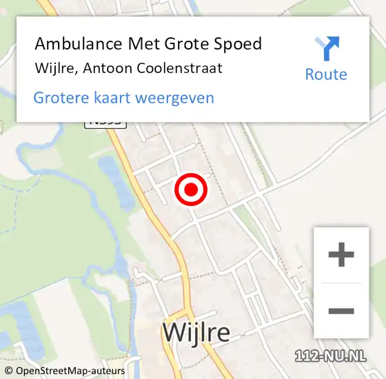 Locatie op kaart van de 112 melding: Ambulance Met Grote Spoed Naar Wijlre, Antoon Coolenstraat op 14 februari 2015 18:54