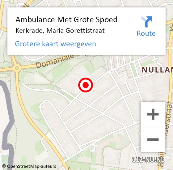 Locatie op kaart van de 112 melding: Ambulance Met Grote Spoed Naar Kerkrade, Maria Gorettistraat op 14 februari 2015 19:15