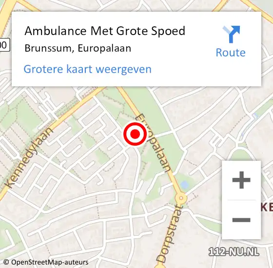 Locatie op kaart van de 112 melding: Ambulance Met Grote Spoed Naar Brunssum, Europalaan op 14 februari 2015 19:58