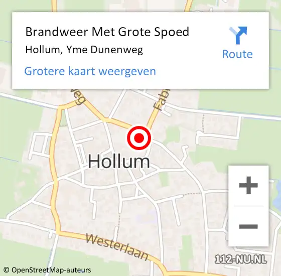 Locatie op kaart van de 112 melding: Brandweer Met Grote Spoed Naar Hollum, Yme Dunenweg op 14 februari 2015 20:09
