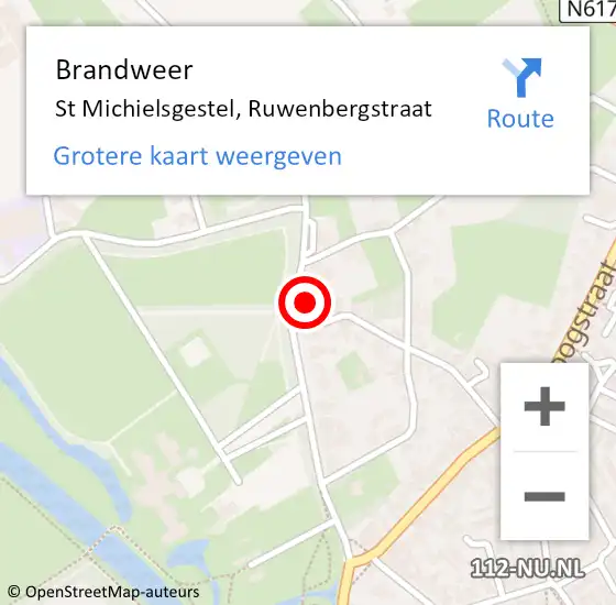 Locatie op kaart van de 112 melding: Brandweer St Michielsgestel, Ruwenbergstraat op 14 februari 2015 20:49