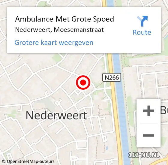 Locatie op kaart van de 112 melding: Ambulance Met Grote Spoed Naar Nederweert, Moesemanstraat op 14 februari 2015 20:53