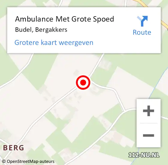 Locatie op kaart van de 112 melding: Ambulance Met Grote Spoed Naar Budel, Bergakkers op 14 februari 2015 21:10