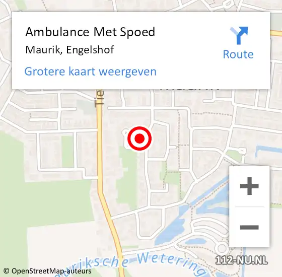 Locatie op kaart van de 112 melding: Ambulance Met Spoed Naar Maurik, Engelshof op 14 februari 2015 21:26