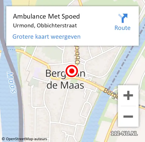 Locatie op kaart van de 112 melding: Ambulance Met Spoed Naar Urmond, Obbichterstraat op 14 februari 2015 22:30