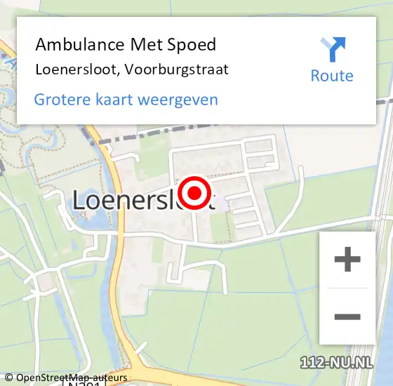 Locatie op kaart van de 112 melding: Ambulance Met Spoed Naar Loenersloot, Voorburgstraat op 14 februari 2015 22:34