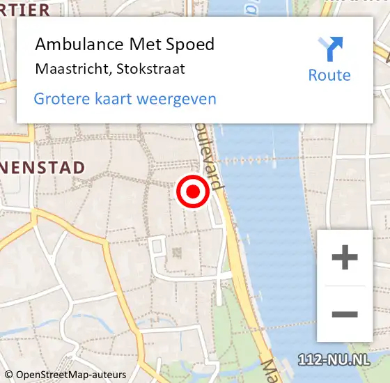 Locatie op kaart van de 112 melding: Ambulance Met Spoed Naar Maastricht, Stokstraat op 14 februari 2015 22:36