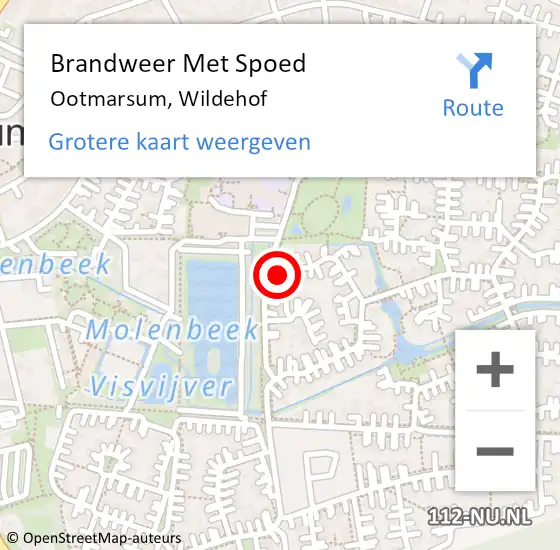 Locatie op kaart van de 112 melding: Brandweer Met Spoed Naar Ootmarsum, Wildehof op 14 februari 2015 22:38