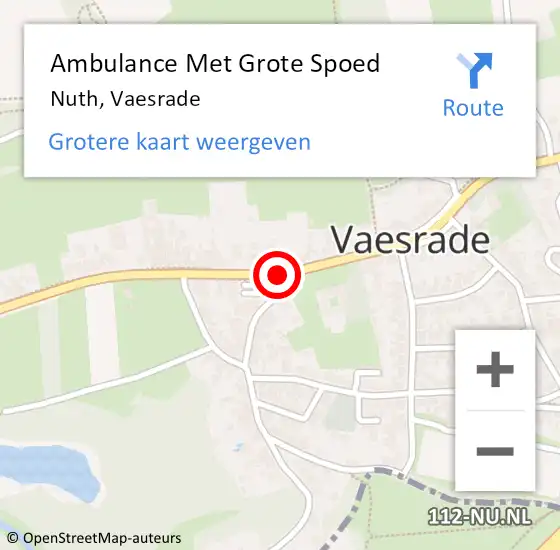 Locatie op kaart van de 112 melding: Ambulance Met Grote Spoed Naar Nuth, Vaesrade op 14 februari 2015 22:57