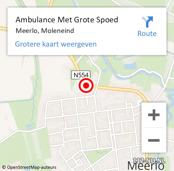 Locatie op kaart van de 112 melding: Ambulance Met Grote Spoed Naar Meerlo, Moleneind op 29 oktober 2013 20:05