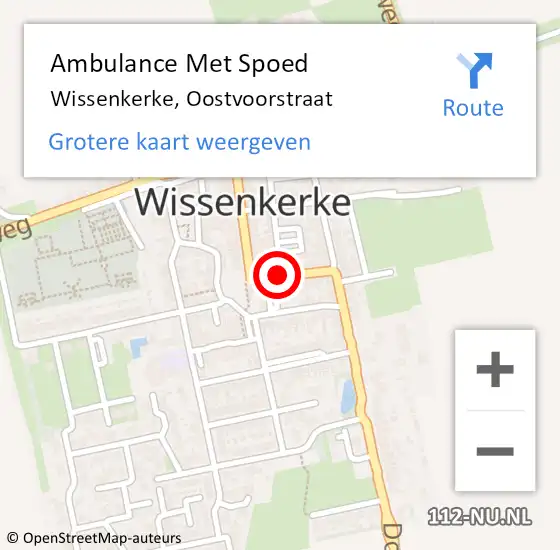 Locatie op kaart van de 112 melding: Ambulance Met Spoed Naar Wissenkerke, Oostvoorstraat op 14 februari 2015 23:41