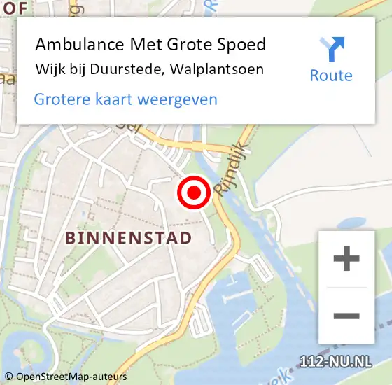 Locatie op kaart van de 112 melding: Ambulance Met Grote Spoed Naar Wijk bij Duurstede, Walplantsoen op 14 februari 2015 23:44
