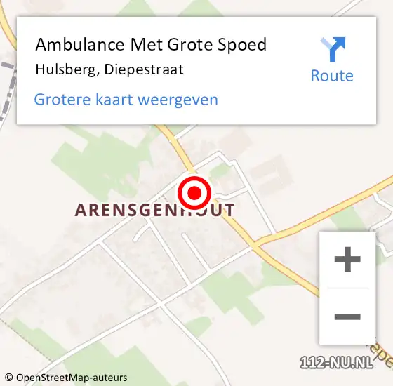 Locatie op kaart van de 112 melding: Ambulance Met Grote Spoed Naar Hulsberg, Diepestraat op 14 februari 2015 23:51