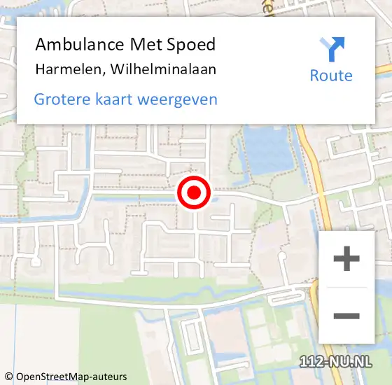 Locatie op kaart van de 112 melding: Ambulance Met Spoed Naar Harmelen, Wilhelminalaan op 14 februari 2015 23:51