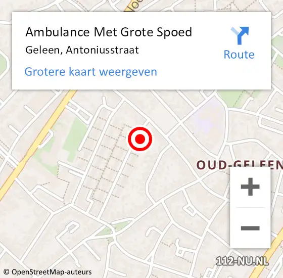 Locatie op kaart van de 112 melding: Ambulance Met Grote Spoed Naar Geleen, Antoniusstraat op 14 februari 2015 23:57