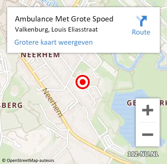 Locatie op kaart van de 112 melding: Ambulance Met Grote Spoed Naar Valkenburg, Louis Eliasstraat op 15 februari 2015 00:13