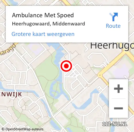 Locatie op kaart van de 112 melding: Ambulance Met Spoed Naar Heerhugowaard, Middenwaard op 15 februari 2015 00:22