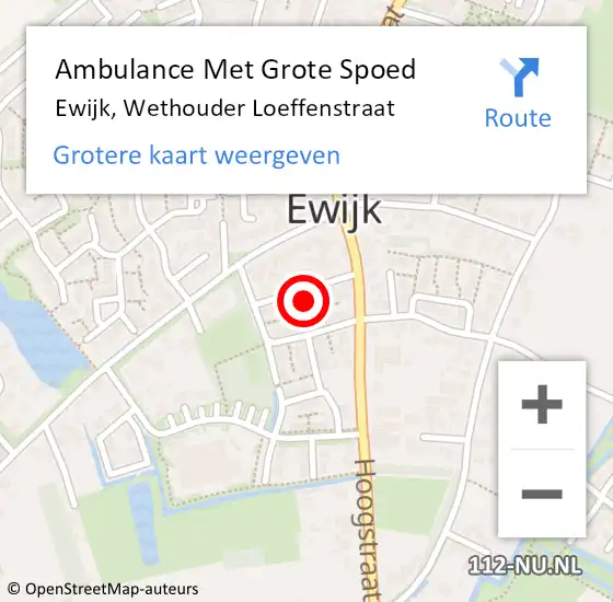 Locatie op kaart van de 112 melding: Ambulance Met Grote Spoed Naar Ewijk, Wethouder Loeffenstraat op 15 februari 2015 00:45