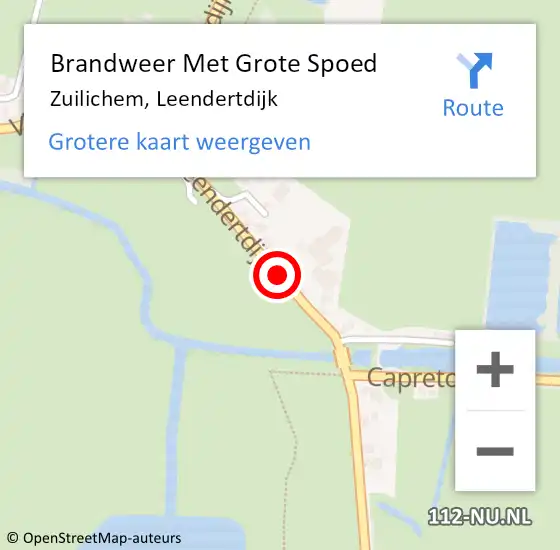 Locatie op kaart van de 112 melding: Brandweer Met Grote Spoed Naar Zuilichem, Leendertdijk op 15 februari 2015 00:46