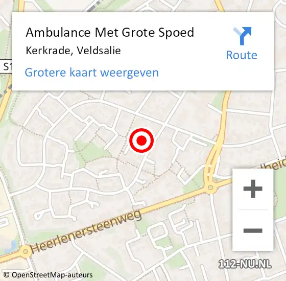 Locatie op kaart van de 112 melding: Ambulance Met Grote Spoed Naar Kerkrade, Veldsalie op 15 februari 2015 01:18