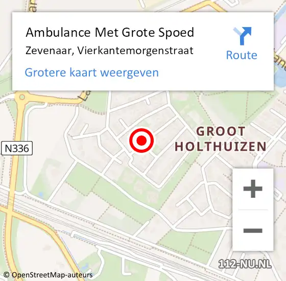 Locatie op kaart van de 112 melding: Ambulance Met Grote Spoed Naar Zevenaar, Vierkantemorgenstraat op 15 februari 2015 01:32