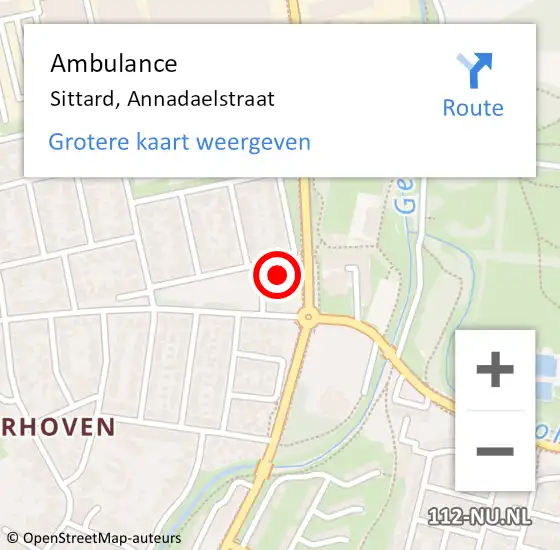 Locatie op kaart van de 112 melding: Ambulance Sittard, Annadaelstraat op 15 februari 2015 01:45