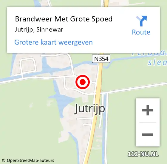 Locatie op kaart van de 112 melding: Brandweer Met Grote Spoed Naar Jutrijp, Sinnewar op 15 februari 2015 02:01