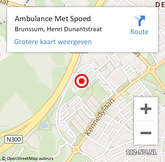 Locatie op kaart van de 112 melding: Ambulance Met Spoed Naar Brunssum, Henri Dunantstraat op 15 februari 2015 02:34