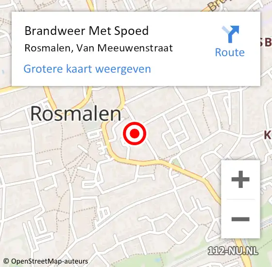 Locatie op kaart van de 112 melding: Brandweer Met Spoed Naar Rosmalen, Van Meeuwenstraat op 15 februari 2015 02:45