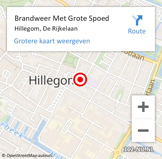 Locatie op kaart van de 112 melding: Brandweer Met Grote Spoed Naar Hillegom, De Rijkelaan op 15 februari 2015 03:12