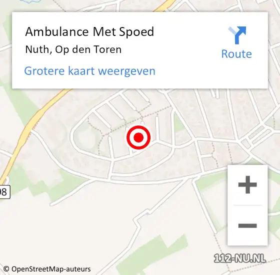 Locatie op kaart van de 112 melding: Ambulance Met Spoed Naar Nuth, Op den Toren op 15 februari 2015 03:22